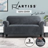 Artiss Sofa Cover Couch Covers 3 Seater Velvet Grey